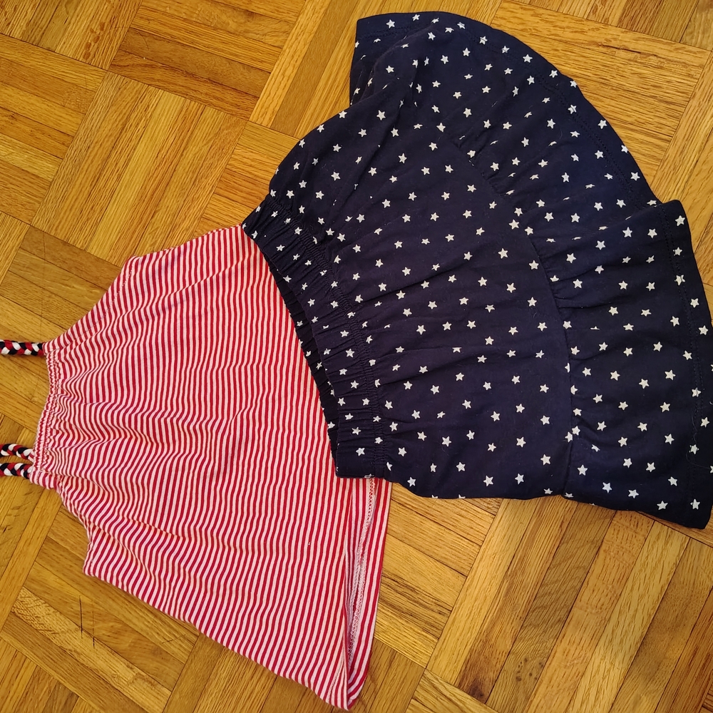 Carter's Red Striped and Navy Star Tank & Skirt Set